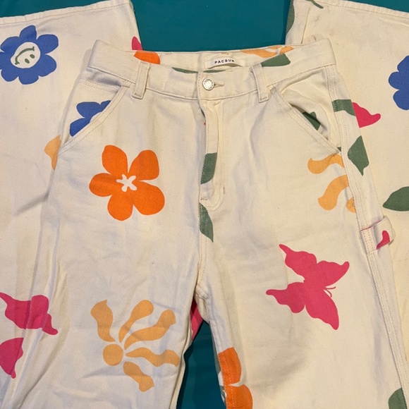 PACSUN Carpenter Flare Flower Power Pants - Picture 2 of 4